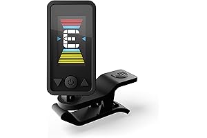 D'Addario Accessories Premier Rechargeable Guitar Tuner: Clip-On Tuner for Guitar, Bass, Violin, and Ukulele