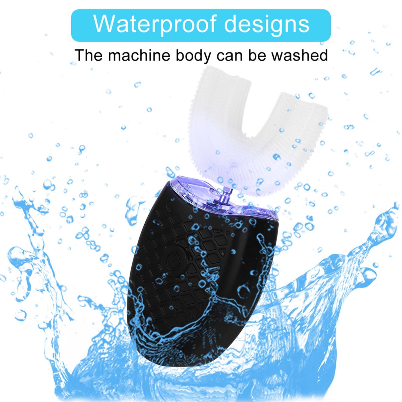 Cepillo de Dientes para Adultos en Forma de U, Cepillo de dientes eléctrico sónico para adultos en forma de U cepillo de dientes de limpieza automática herramienta de cuidado bucal(negro)