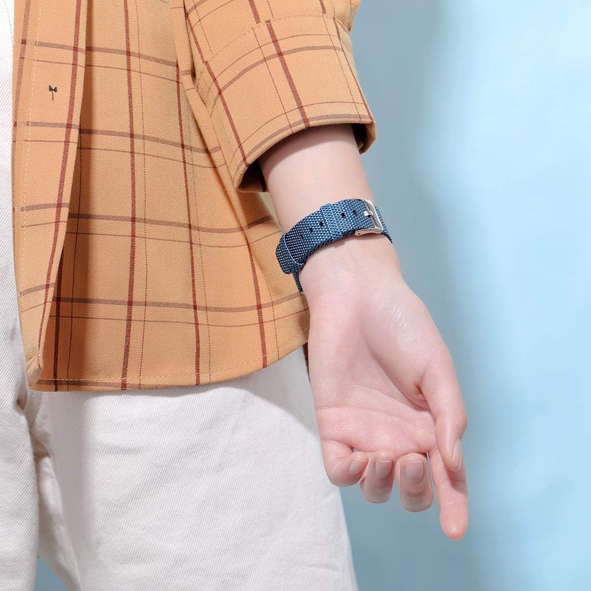Maledan Bands Compatible with Charge 4 and Charge 3 for Women Men Small, Nylon Blue