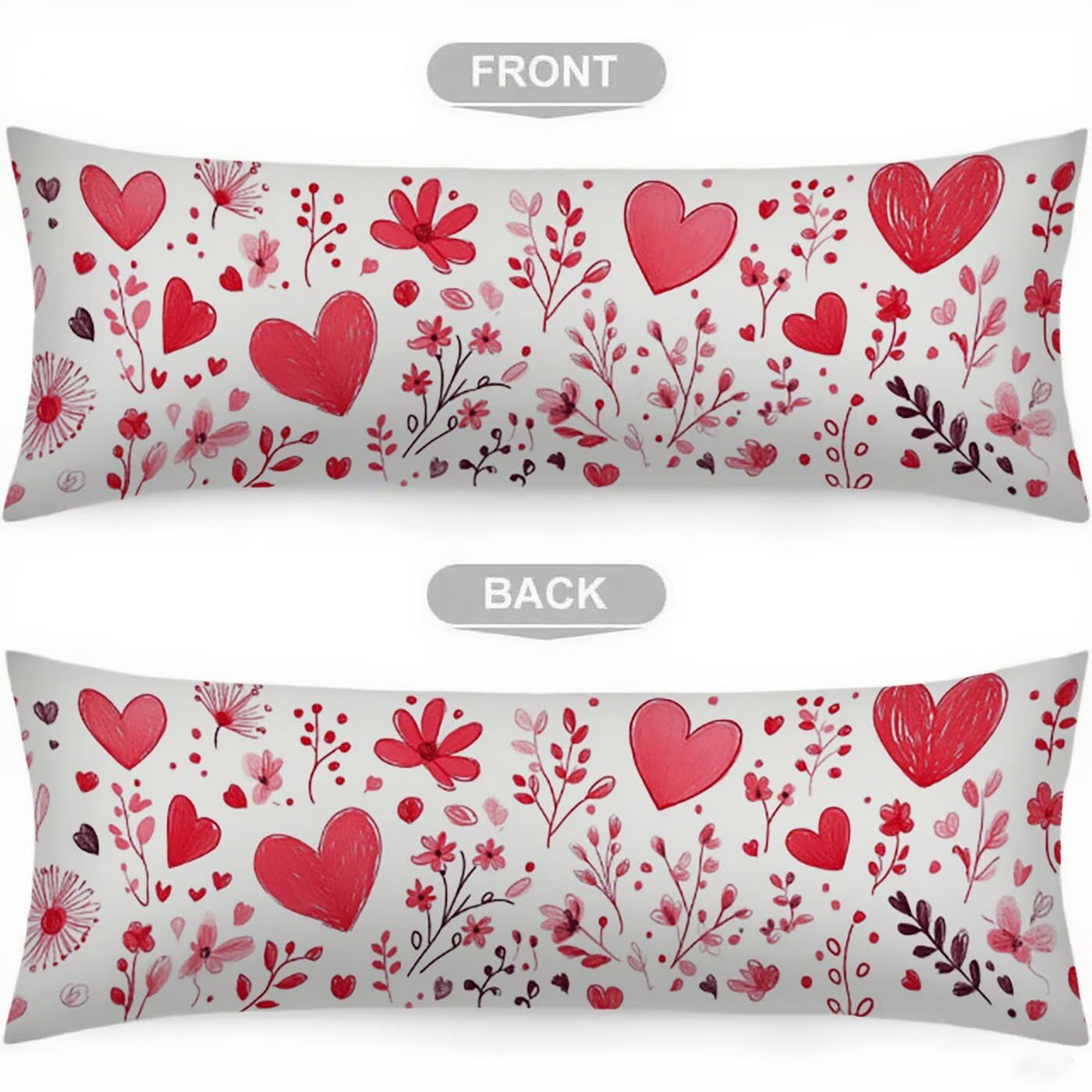 Amore Federe Cuscini Divano 60 x 180 cm, Cuscini per Divano in Velluto Cotone Morbida e Traspirante, Fiore Copricuscino Letto con Cerniera Invisibile Federe Cuscino per Arredamento Casa Letto B-3405