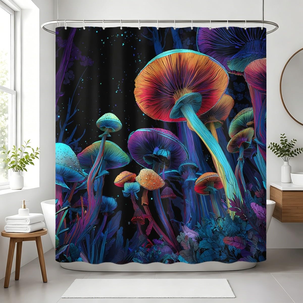 Generico Tenda Doccia 240x200 cm Blu Viola Impermeabile per Vasca da Bagno