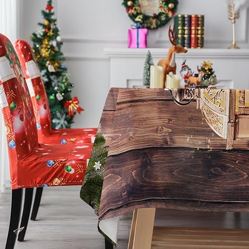 Miniatura 4 de Lepuho Mantel de Navidad de 60 x 84 pulgadas, mantel rectangular de Navidad, impermeable, resistente a las manchas y a las arrugas, lavable, para