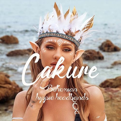 Miniatura 7 de CAKURE Diadema de plumas, corona, plumas indias, tocado, tocado, tocado, carnaval, Halloween, disfraces, accesorios para el cabello