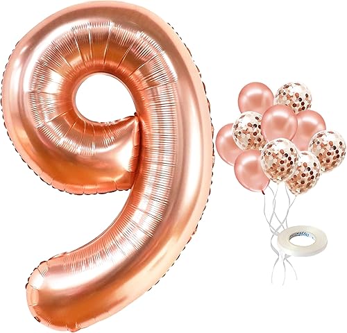 Miniatura 3 de Globo de oro rosa con el número 1 para cumpleaños con el globo oro rosa del número 6 de 40 pulgadas, un globo para globos de primer cumpleaños