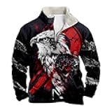 Men's Long Sleeve Half Zip Pullover Sweatshirts Western Cowboy Style Crewneck Lightweight Cool Hoodies With Pocket