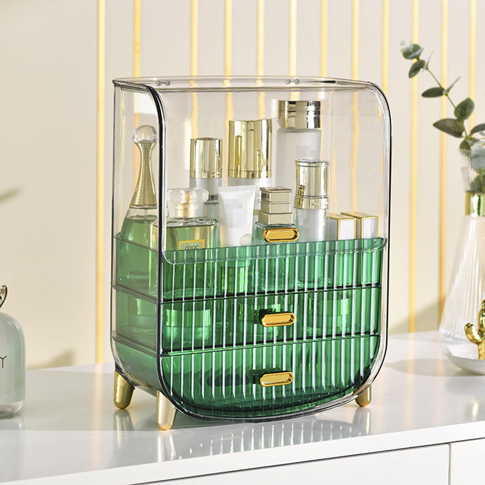 Organizer per Trucco,Organizer per Trucco per Cosmetici di Grande capacità per vanità,vetrina per Cosmetici Impermeabile Antipolvere con cassetti per Cura della Pelle,Rossetto,pennelli e gioiell