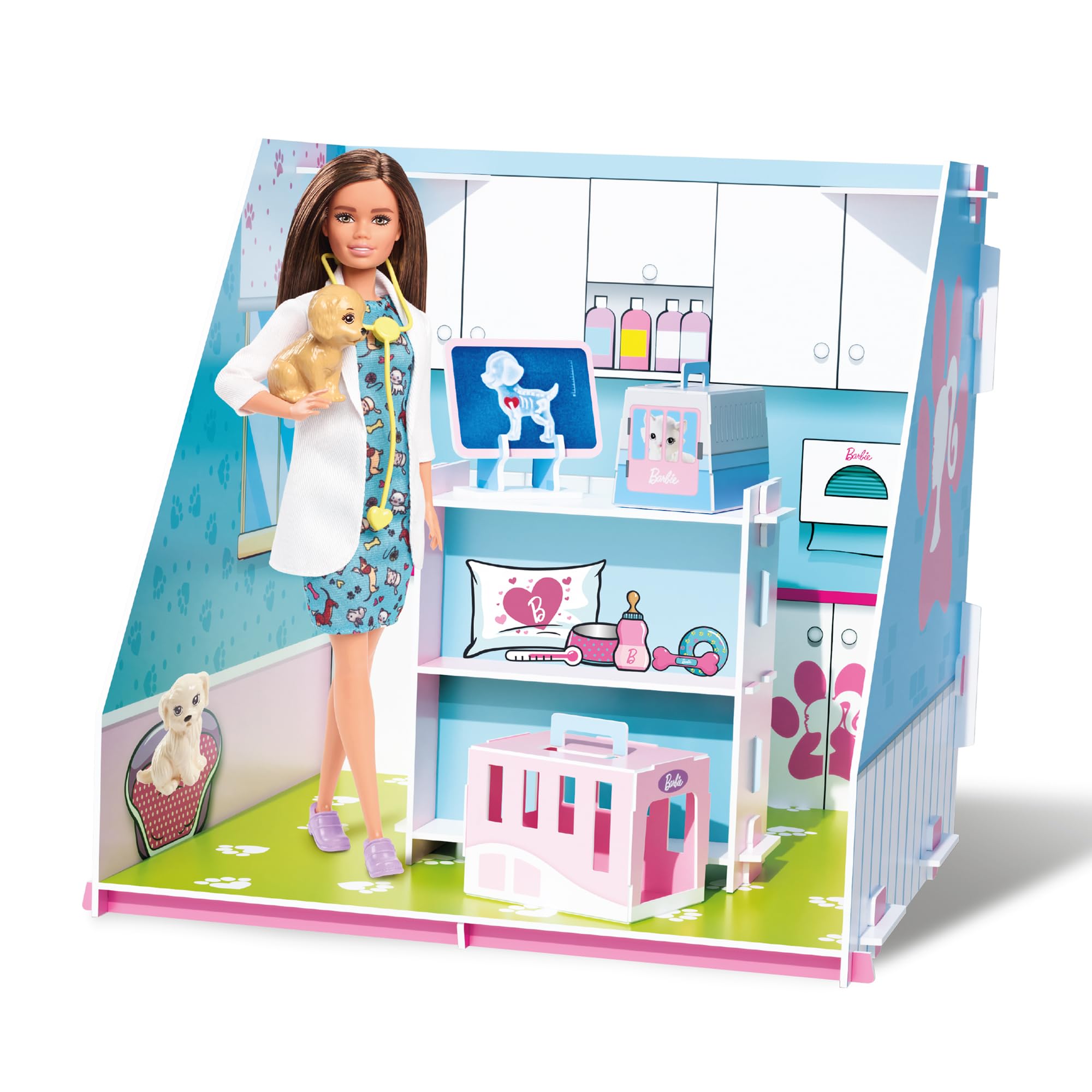 Barbie by Bladez Toyz Pop Up Animal Doctors - Customizable Vet Playset - Reusable Stickers & Barbie Accessories - Easy Assemble Barbie Toy for Imaginative Play - Barbie Gift for Every Barbie Girl