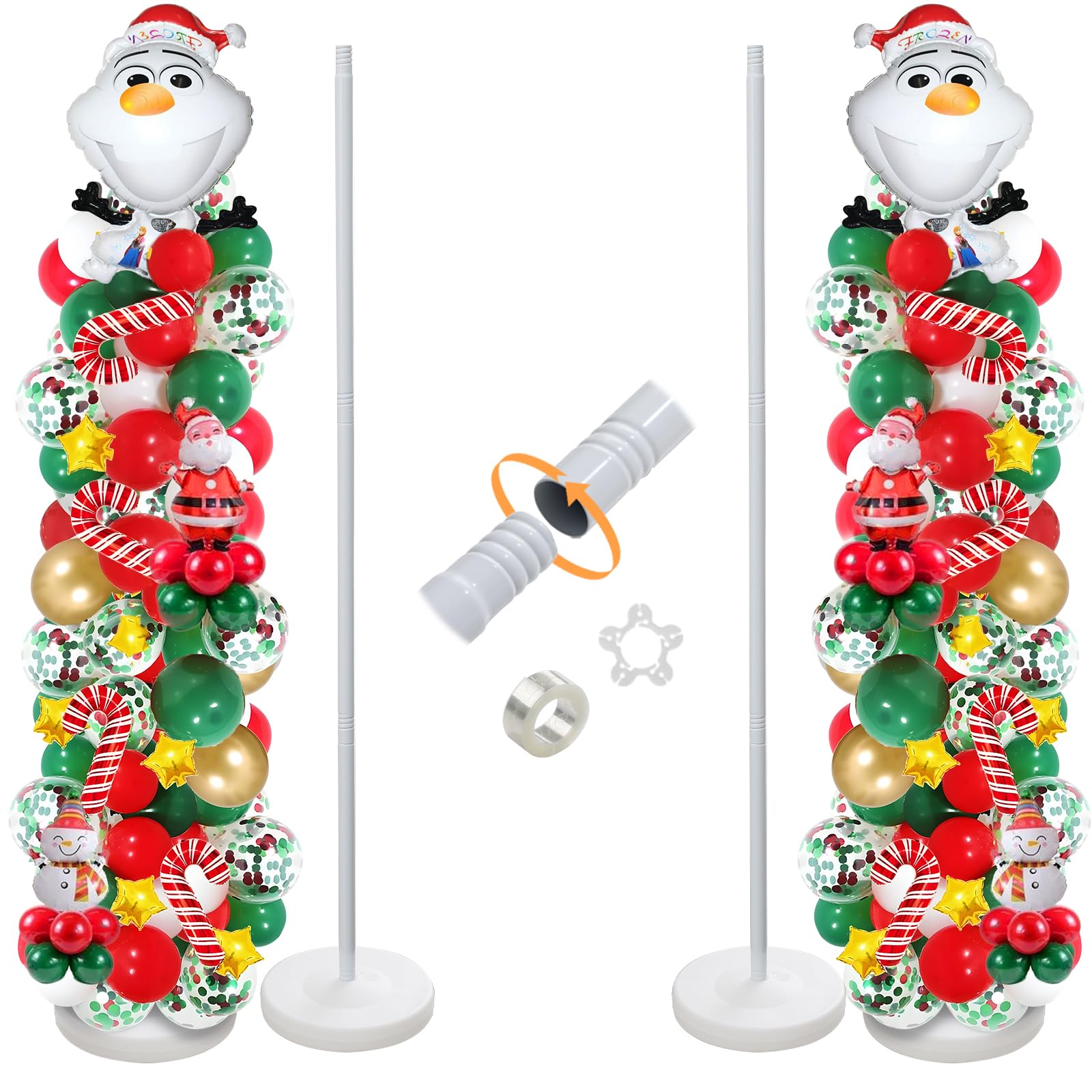 Balloon Column Stand Kit Set of 2, 56 Inch Height Adjustable Splicing Metal Balloon Stand Tower Pillar with Base,Reusable Balloon Arch Stand Holder
