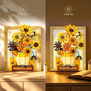 JMBricklayer Sunflower Building Set for Adults, Van Gogh Wall Art Crafts