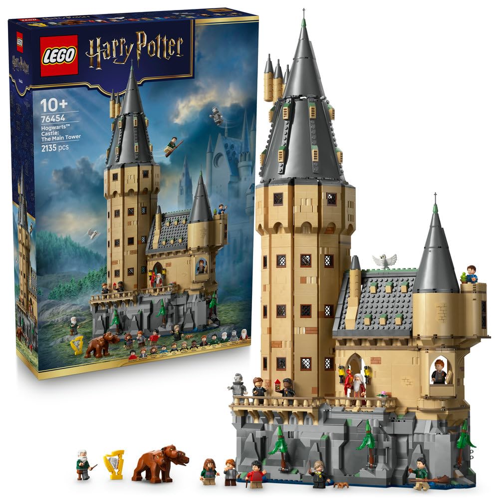 LEGO Harry Potter Zamek Hogwart: Główna wieża 76454 | Kolekcja modułowa, model zamku z figurkami, prezent dla fana Harry’ego Pottera 10+, zestaw klocków dla dzieci, 2135 elementów