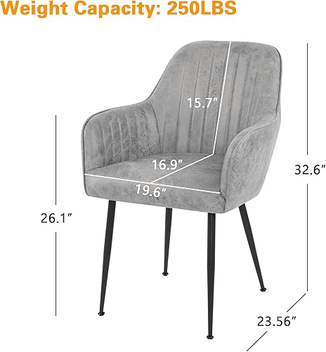 Miniatura 9 de thksbought Juego de 2 sillas de terciopelo y sillas decorativas tapizadas con patas chapadas en oro para sillas de sala de estar (gris) Conjunto