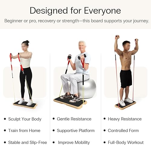 Miniatura 6 de StrongTek Resistance Band Training Platform, Heavy-Duty BambooWood Board for Safe & Stable Resistance Workouts, Non-Slip, 1000 lbs Capacity for