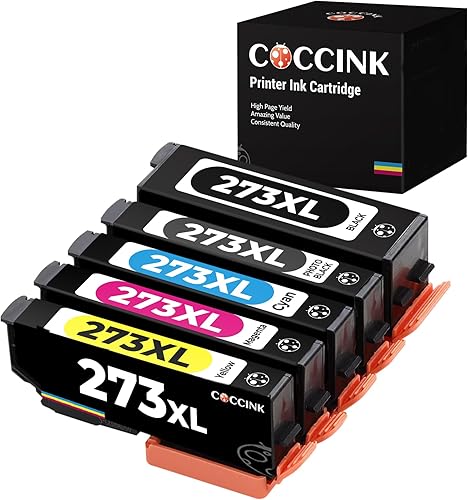 COCCINK 273XL - Cartuchos de tinta remanufacturados con Epson 273 XL T273 para impresora XP-520 XP-620 XP-610 XP-600 XP-800 XP-810 XP-820 (negro,
