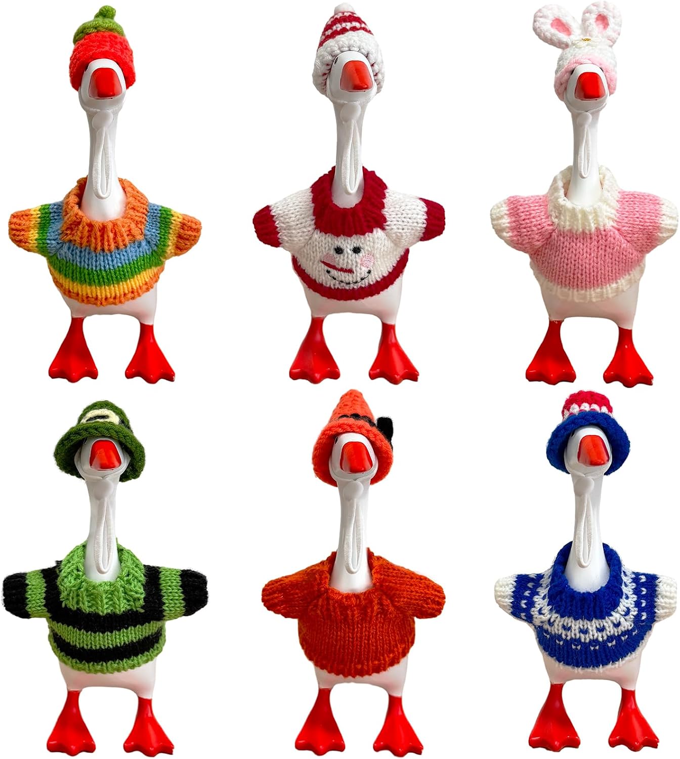 6 Set Holiday Desk Goose Outfits All Seaons 7 Inch Goose Outfits Easter 4th of July Desk Duck Outfits for Magnetic Gesse StatueTable Key Holder Decoration
