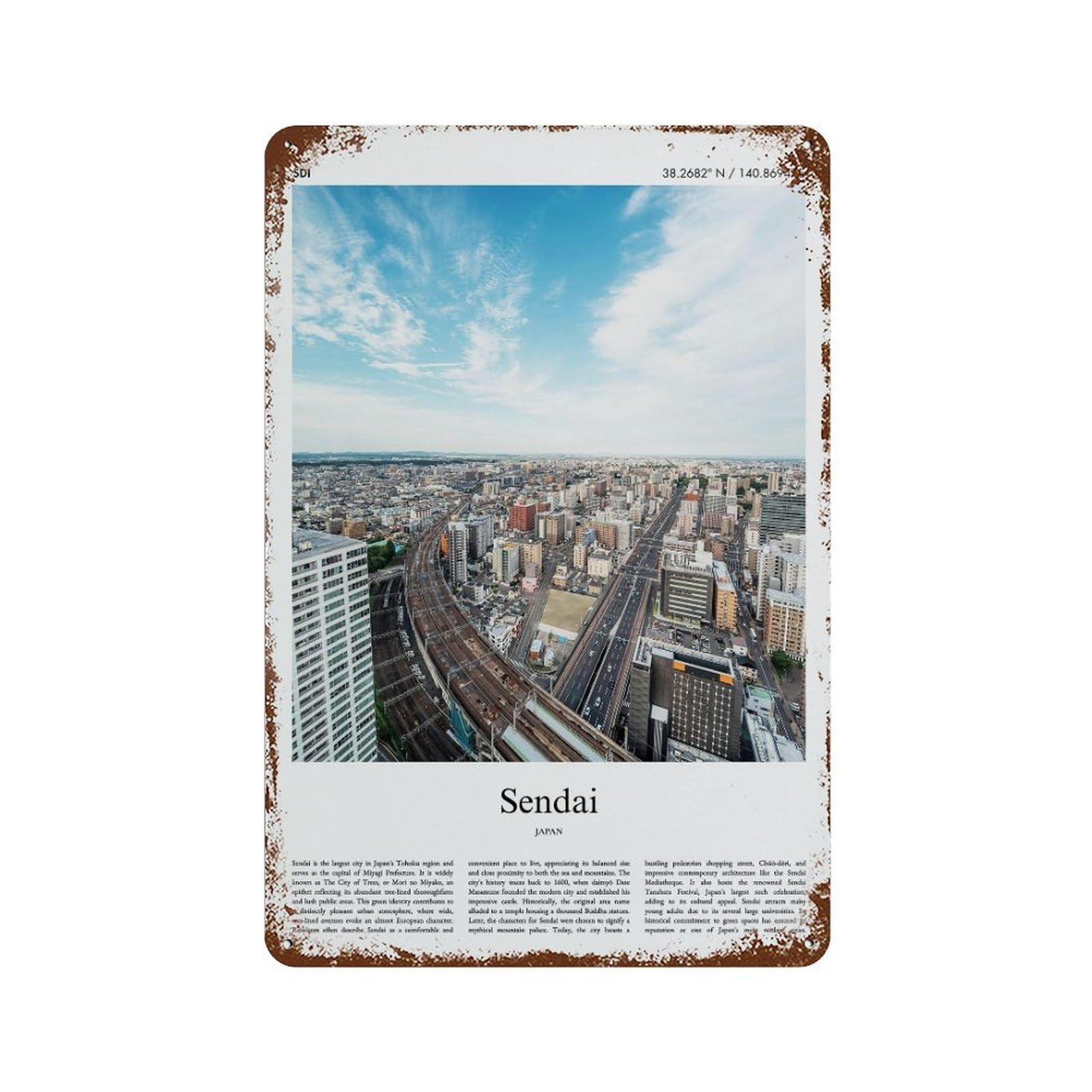 xiaoxiaoshen Sendai Japan City Scenery Wall Decor Art Metal Tin Poster Modern Home Decor Art Home Bar Shop Decorations Vintage Sign 30x20cm