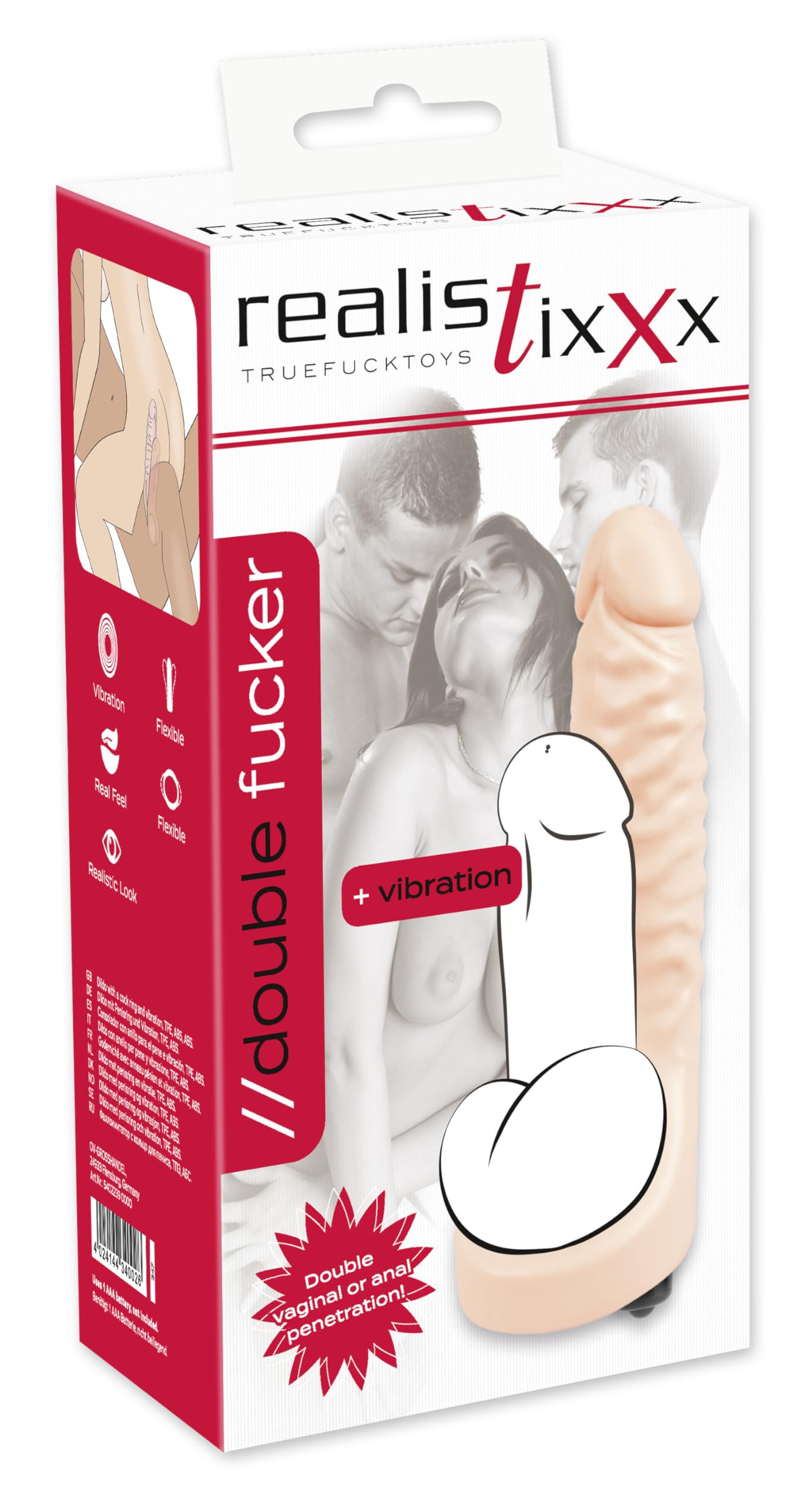Double Fucker Vibratore Colore Della Pelle Chiaro 18 cm