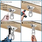 Hammock Hanging Kit, 1200 Lbs Capacity Heavy Duty 360 ° Rotating Hammock Hook Suitable for Hanging Hammock Chair, Aerial Yoga, Boxing Sandbags, Swings, Etc.