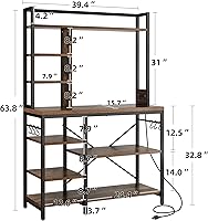 Vista 23 de YITAHOME Soporte de cocina para microondas con estante para vino, estante para vino, estantes de almacenamiento pequeños para botellas de licor
