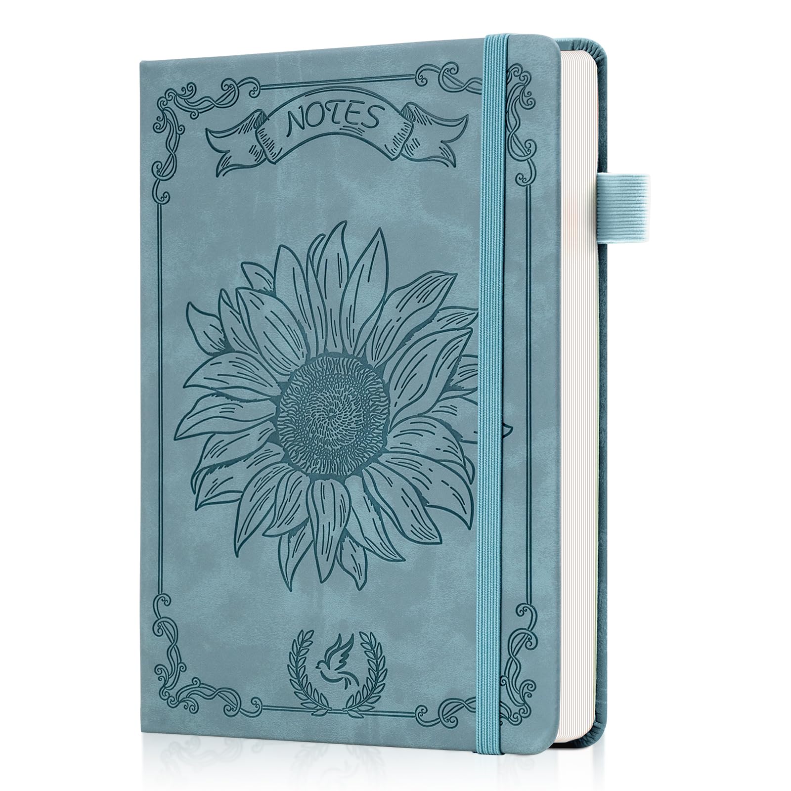 Ovesmusl Sunflower Journal for Girls Women Journals for Writing 100GSM College Ruled A5 Leather Notebook for Girls Ages 8-12 Flower Diary with