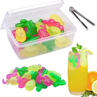 BYTTME Reusable Ice Cubes with Lid and Bin, Plastic Ice for Drinks BPA Free, Colorful Refreezable Cubes for Coolers, Whiskey, Vodka, Coffee, Cocktails, Beer or Wine - Washable 24 Packs