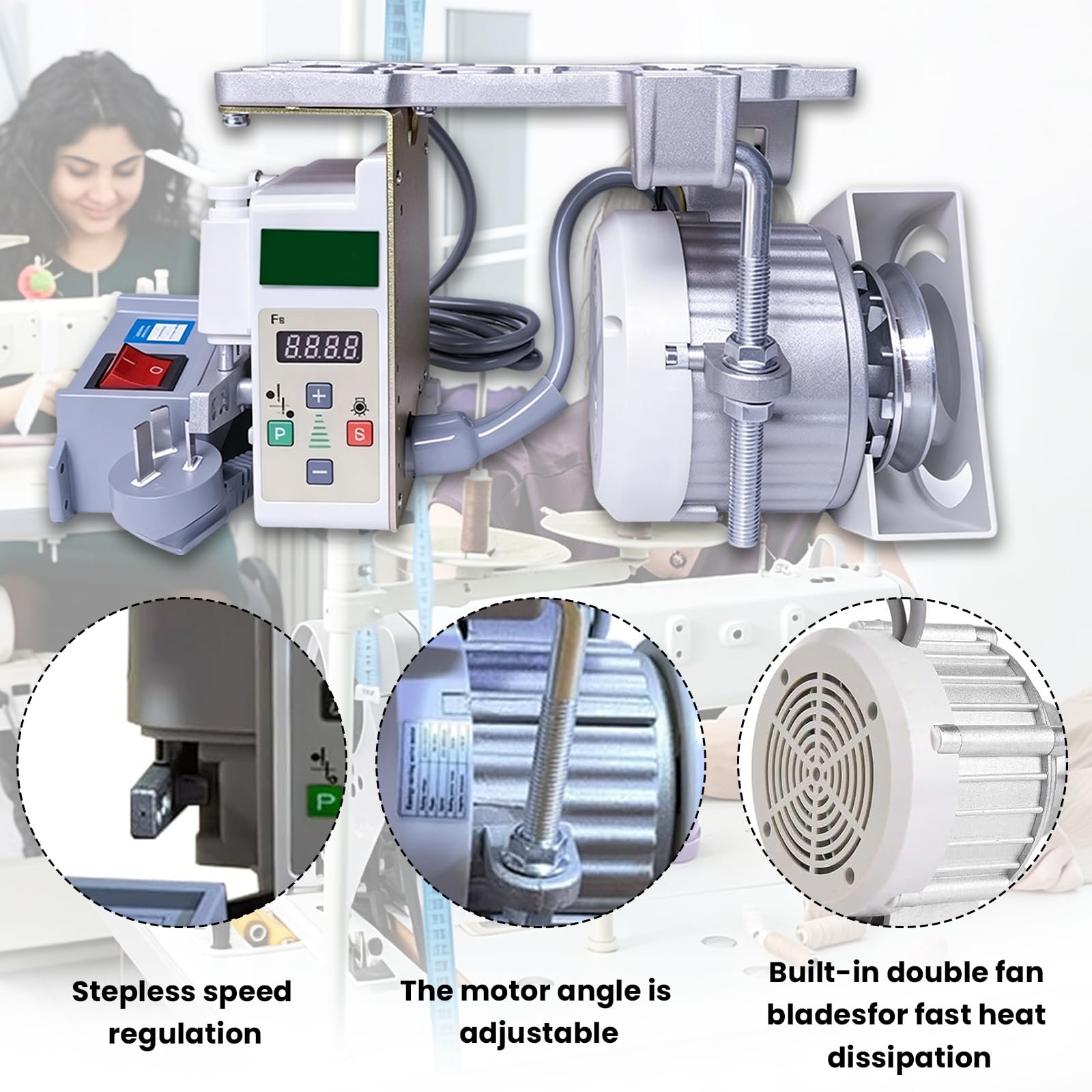 Motor EléCtrico Para MáQuina De Coser, 750w 220v Motor Industrial Con GuíA De Aguja Servomotor De Bajo Consumo De 200 A 6500 Rpm Para MáQuinas De Coser DoméSticas E Industriales