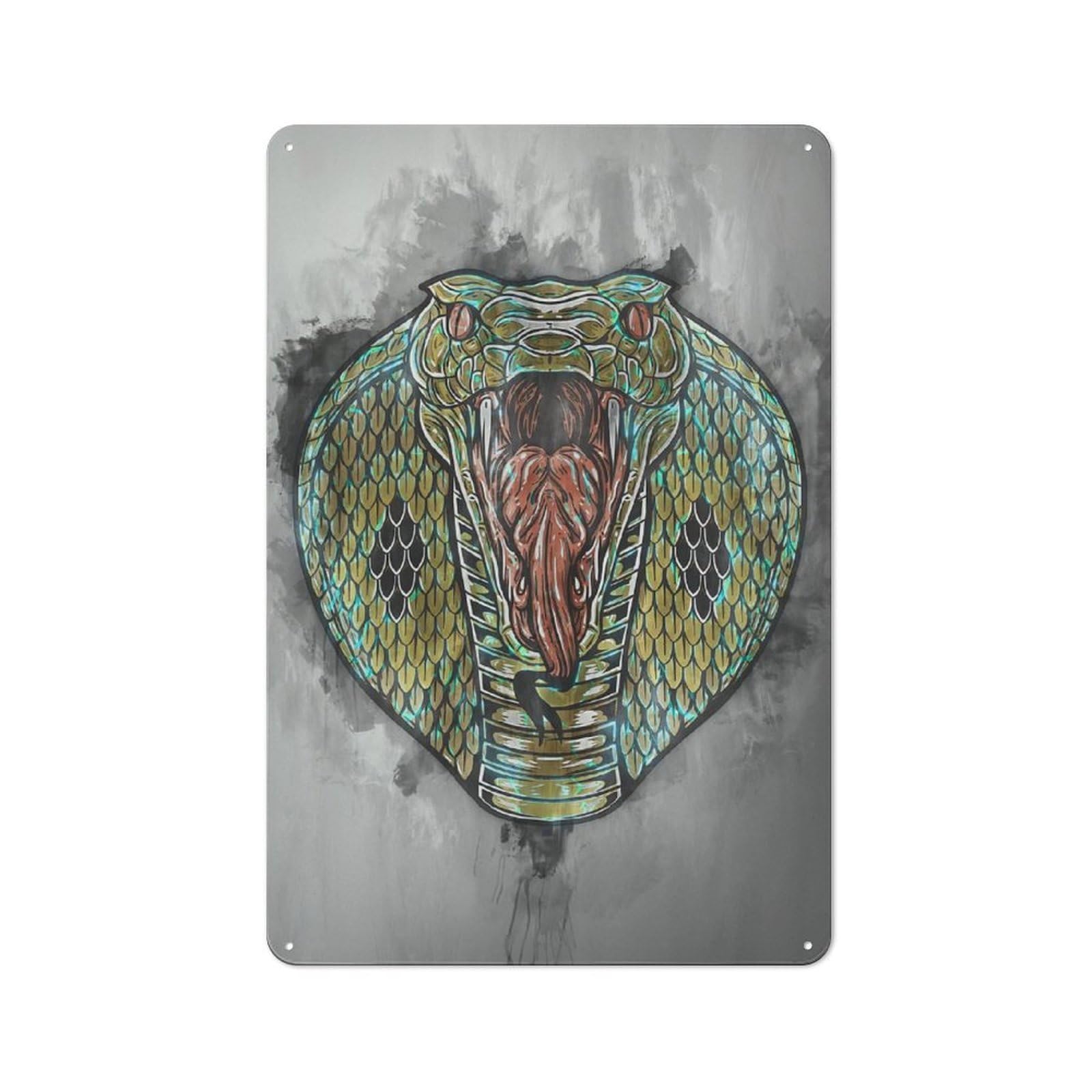 Junmoney Style-19 Smart Office Metal Sign 30X20cm Featuring Cobra, Study Room Decor For Workspace, Cafe, Shop Or Desk Area