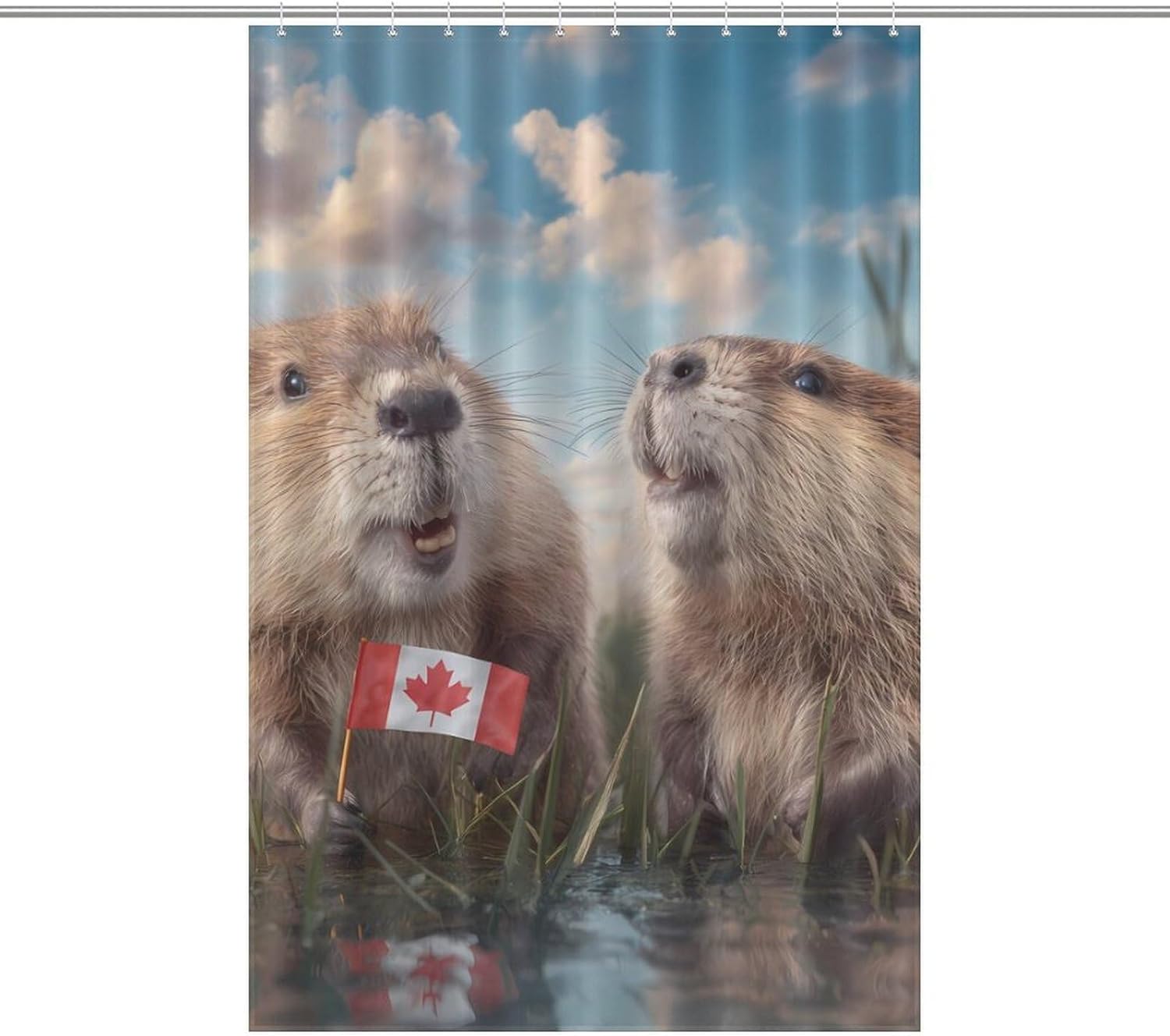 Canadian Beaver Shower Curtain 46.85x70.87Inch（119x180cm） Polyester Bath Curtain Shower Curtains Printed Decorative