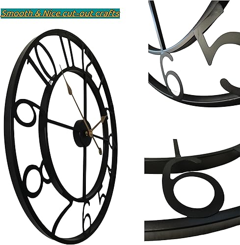 Miniatura 6 de Evursua Relojes de pared de metal modernos y grandes, relojes decorativos para el hogar, sala de estar, cocina, números arábigos que funcionan con