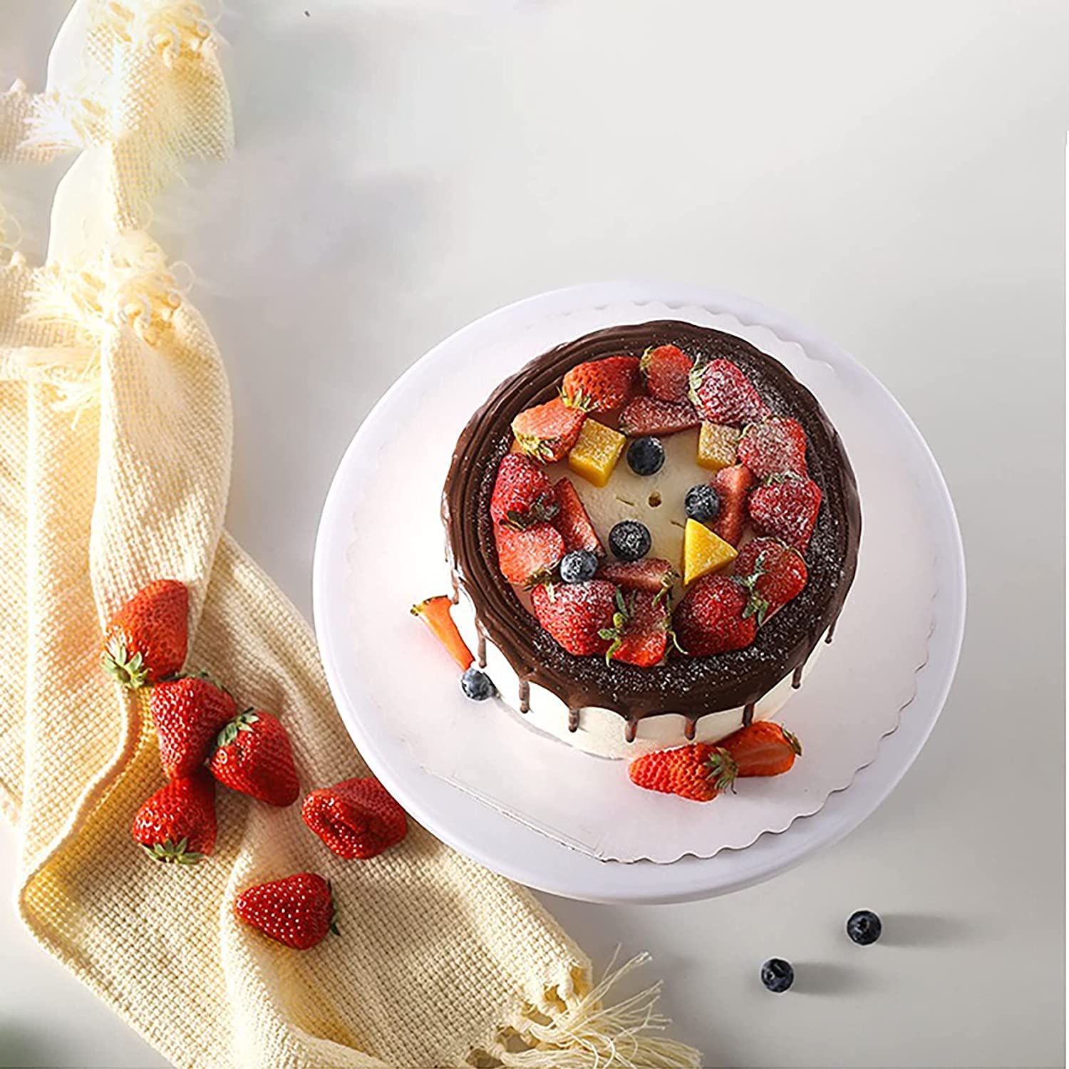 Plateau Tournant à Gâteau 28cm - Rotatif 360°, Plastique Alimentaire, Pour Décoration Glaçage Fondant