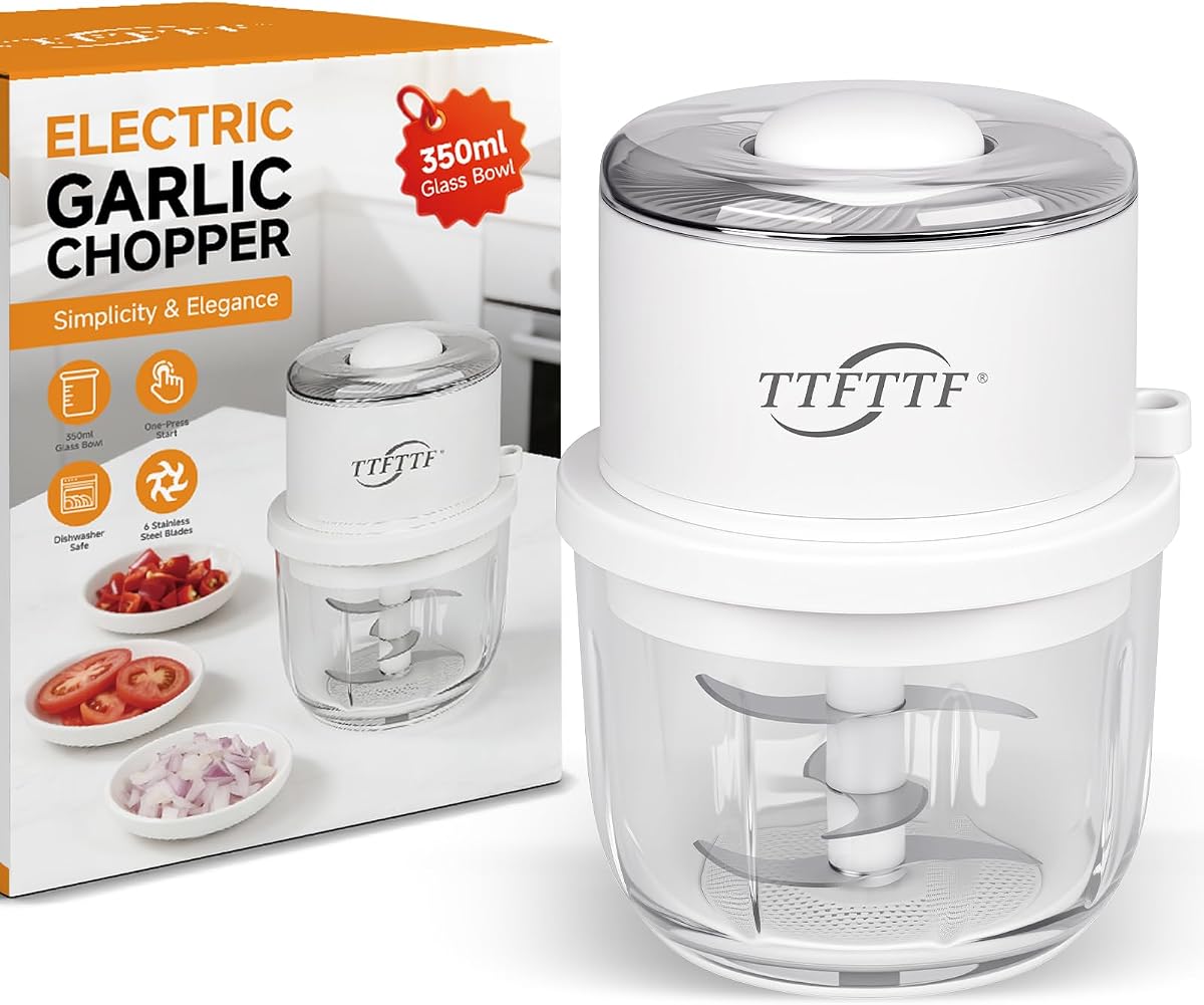 Electric Garlic Chopper, 350ML Glass Bowl Mini Food Processor