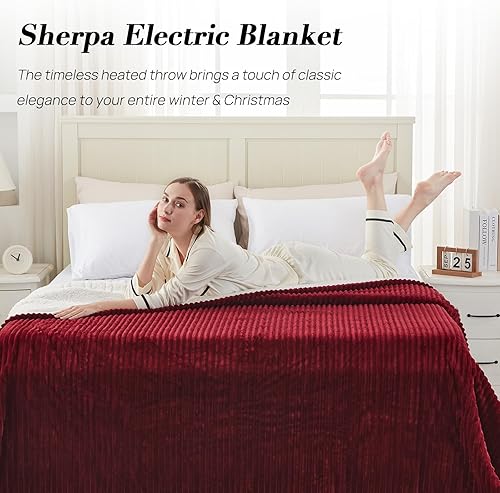 Miniatura 7 de Westinghouse Manta eléctrica térmica de 84 x 90 pulgadas con 10 niveles de calefacción y ajustes de tiempo de calentamiento de 1 a 12 horas, manta