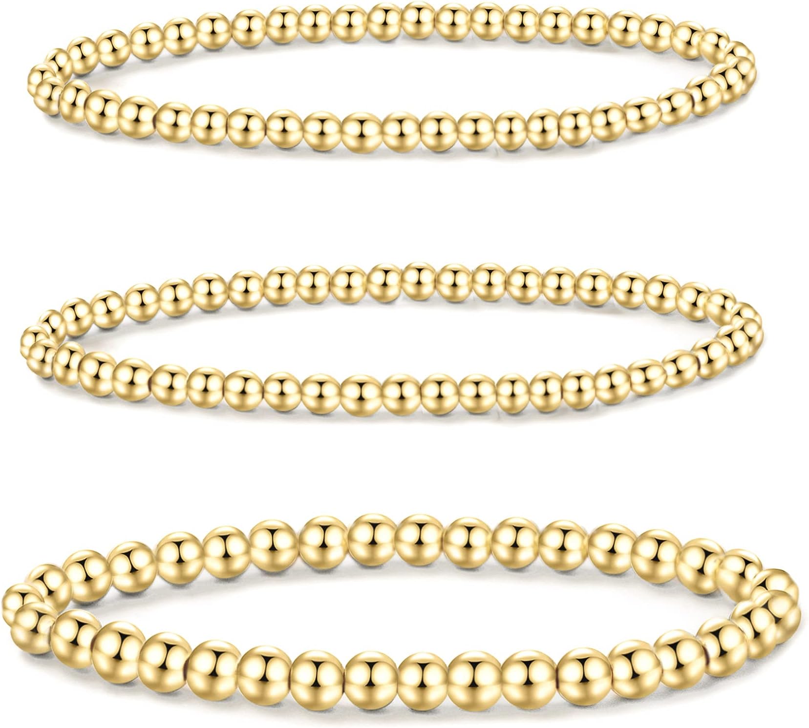 Sponsored Ad - 5PCS 14K Gold Plated Bracelets Set for Women Men Adjustable Hypoallergenic Stackable Stretch Bracelet Cuban Chunky Flat Link Chain Beaded Punk Gold Bracelets Jewelry Gifts for Women