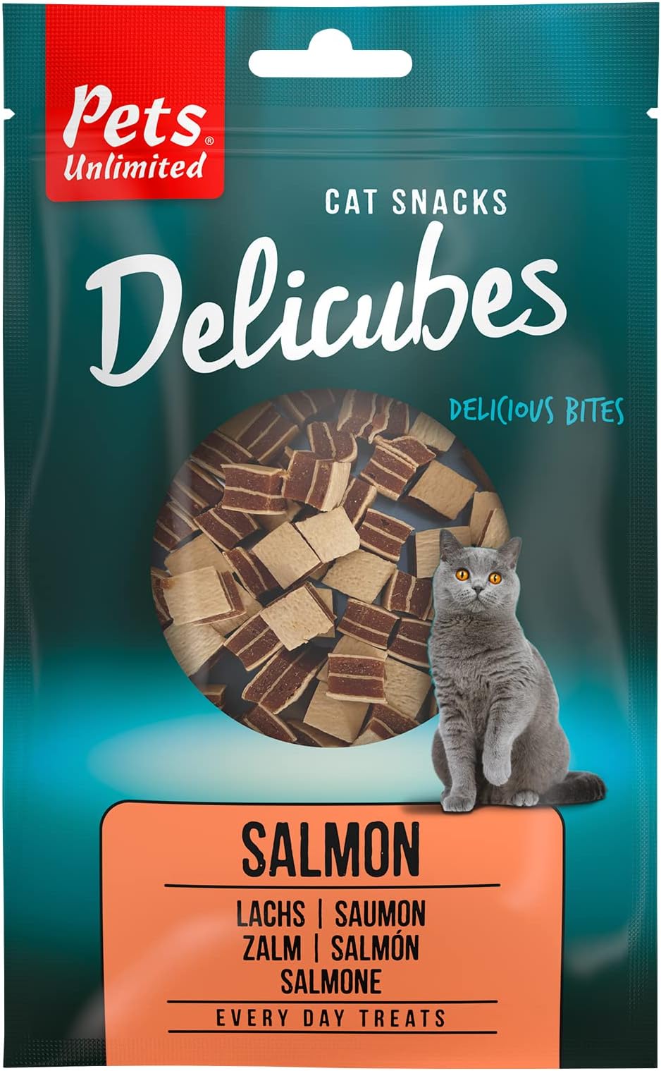Rosewood Pets Unlimited Salmon Delicubes Treat for Cats, High-Protein, Natural, Low-Fat Cat Snacks - 50g (1 Pack)