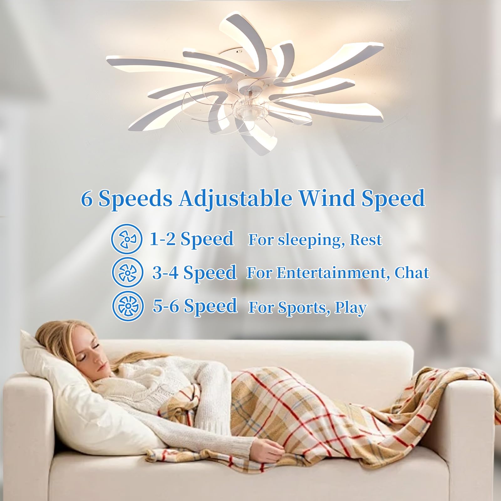 78 cm plafondventilator zomer winter met afstandsbediening led plafondlamp ventilator design dimbaar omkeerbaar DC motor 6 snelheden stille ventilator plafond licht voor slaapkamer (kleur: zwart