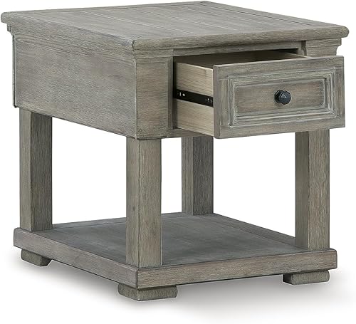 Miniatura 3 de Signature Design by Ashley Moreshire - Mesa auxiliar rectangular informal con 1 cajón y estante inferior, color marrón claro