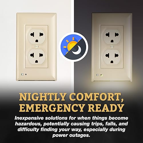 Miniatura 3 de Placa de cubierta de salida iluminada y luz nocturna LED, cubierta de toma de corriente de pared para cortes de energía durante tormentas de hielo y