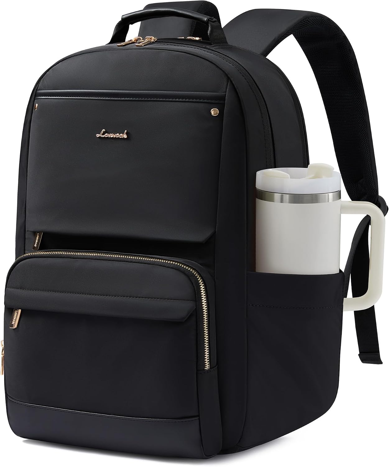 LOVEVOOK Laptop Backpack for Women with Large Capacity Cup Pocket, 18 inch Work Purse Travel Bag for Teacher Nurse, Waterproof Computer Business Back Pack, Bookbag for College, Black