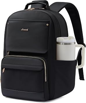 LOVEVOOK Laptop Backpack for Women with Large Capacity Cup Pocket, 17 inch Work Purse Travel Bag for Teacher Nurse, Waterproof Computer Business Back Pack, Bookbag for College, Black