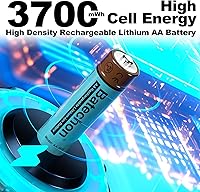 Vista 3 de Batería recargable de litio AA con cargador, paquete de 8 baterías AA de litio recargables, baja autodescarga y larga duración de hasta 2000+