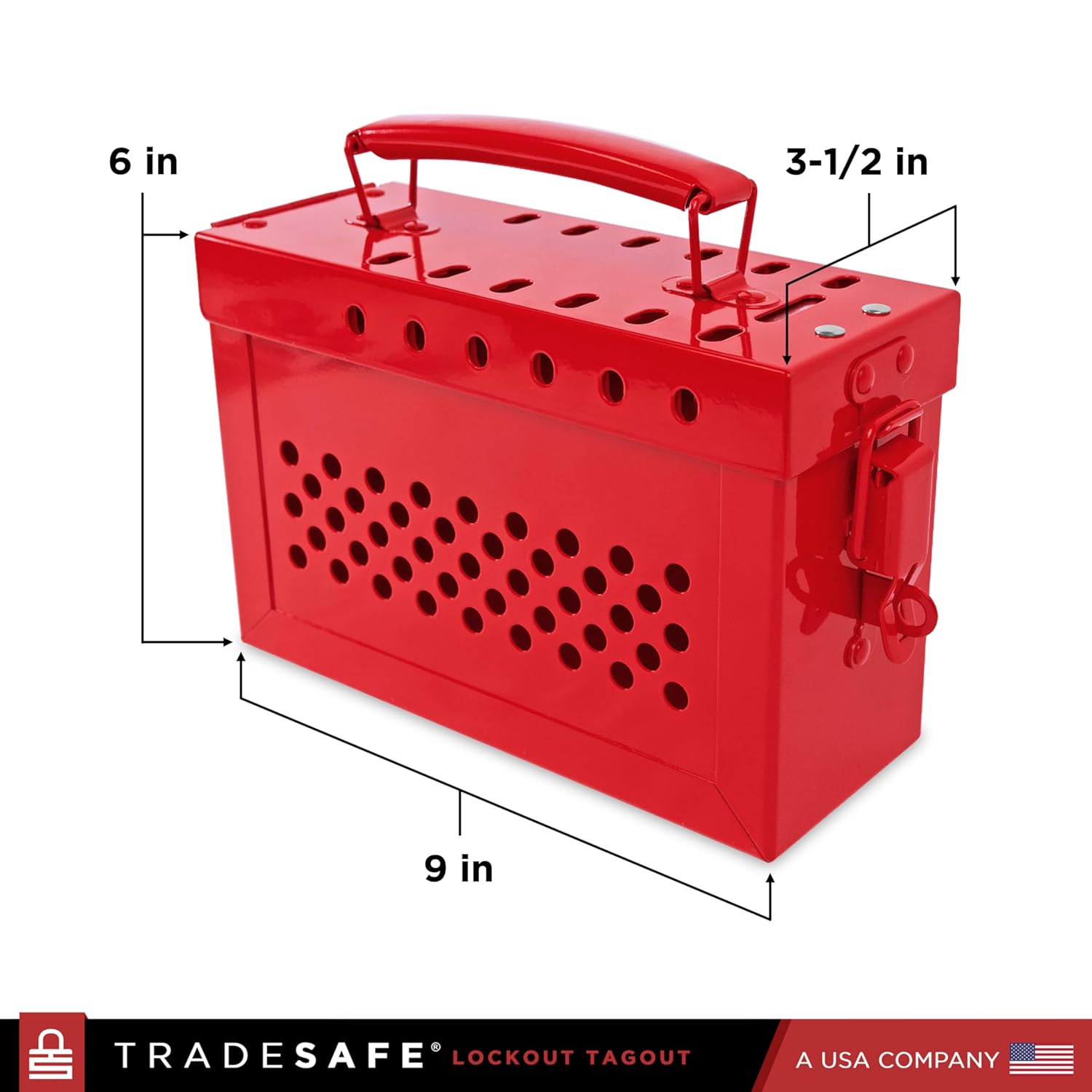 TRADESAFE Lockout Tagout Locks & Lockout Tagout Group Lock Box Bundle - 10 Red Loto Locks Keyed Different, 2 Keys Per Lock, 18 Gauge Steel Lockout Box, OSHA Compliant Red Lock Box