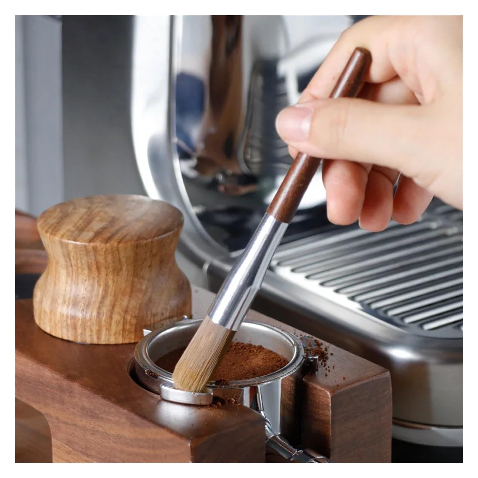 Kaffeemühle Reinigungsbürste Reinigungsbürste for Kaffeemühlen | Walnussgriff for Kaffeemühlenmaschine(3pcs)