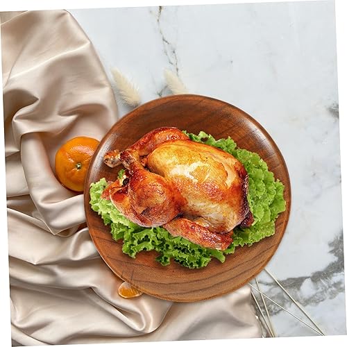 Miniatura 3 de Yardwe 4 unidades de platos de vinagre decorativos para sala, bandejas redondas de madera de madera, platos de servicio para fiestas, bandeja de