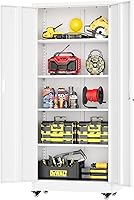 Vista 11 de Greenvelly Armario de almacenamiento de metal con puertas de bloqueo, gabinete de almacenamiento con cerradura de 72 pulgadas gris oscuro