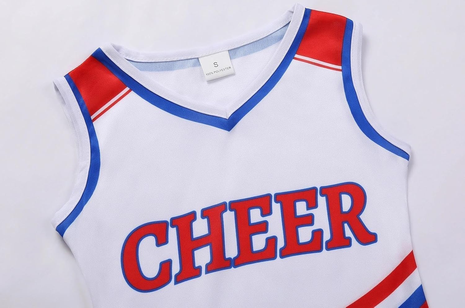 Cheerleader Costume for Girls Cheerleading Outfit with Pom Poms Halloween Party Dress Up - Image 4