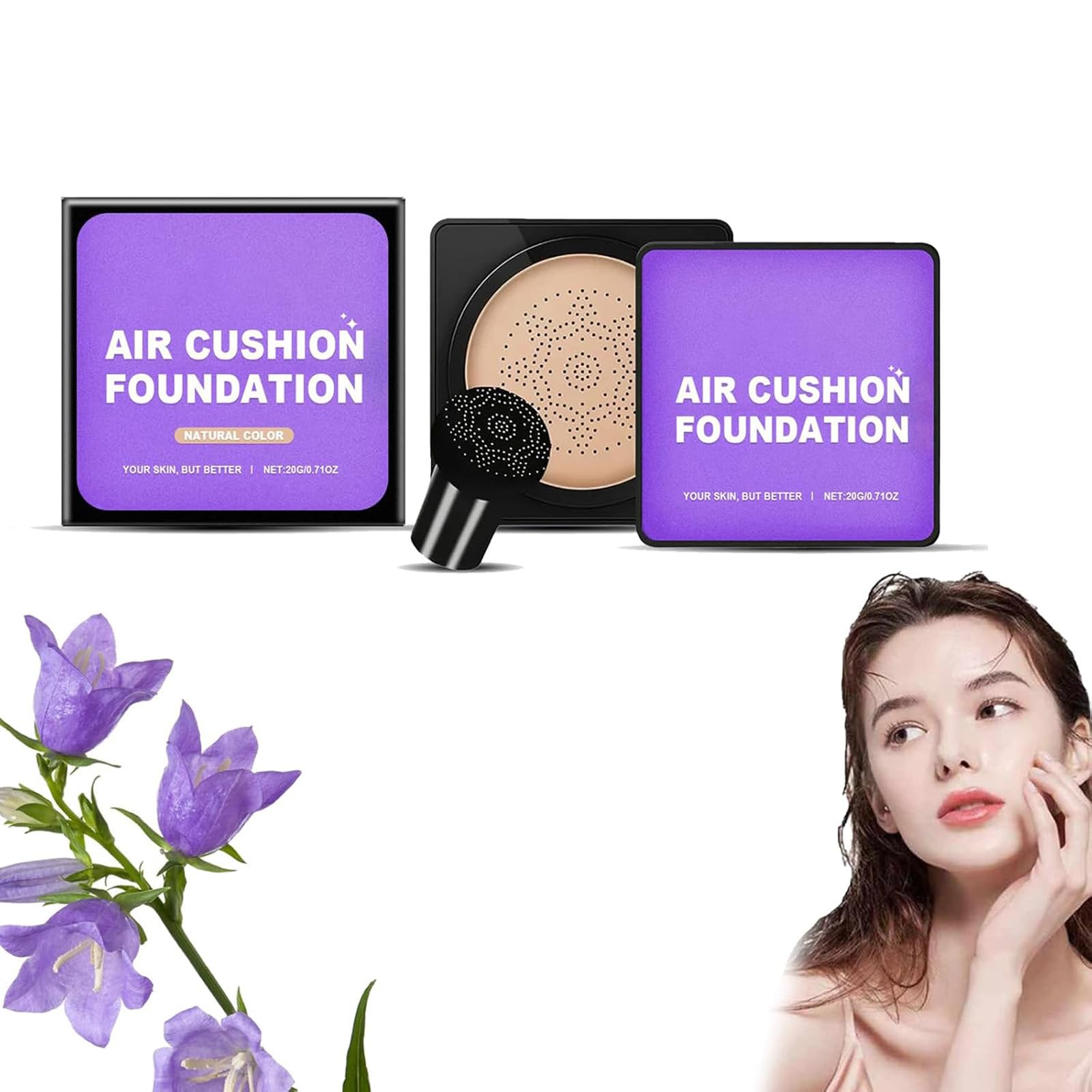 Crème Serentia Peau Parfaite et Éclat Instantanément, BB Crème Coréenne Peau Parfaite et Éclat, CC Crème Air Cushion Fond de Teint Champignon, Anti-cernes Hydratant Waterproof et Sébum (B1)