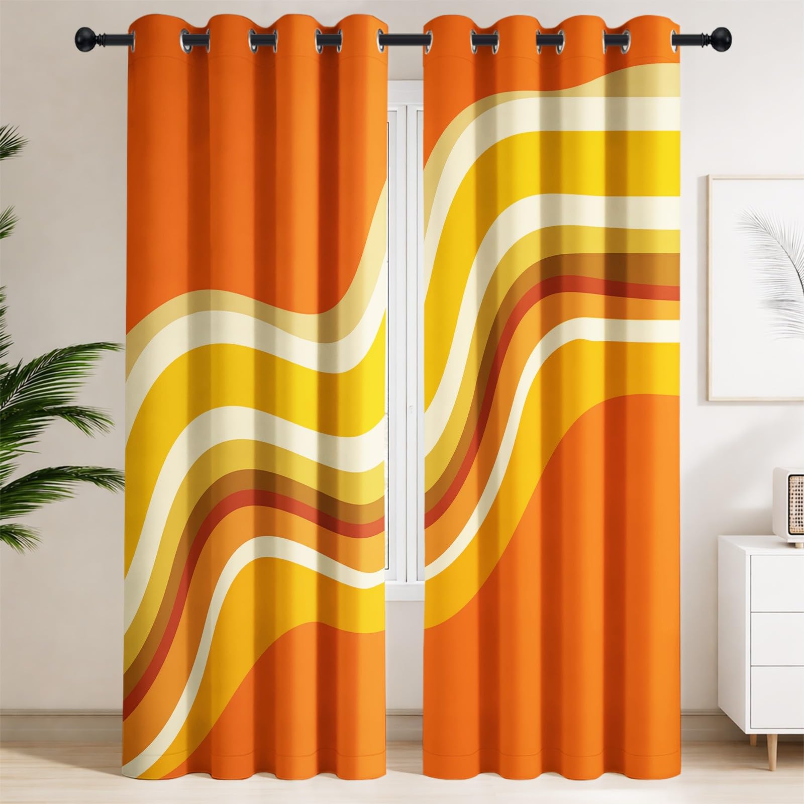 Abstrakcyjne zasłony zaciemniające w stylu vintage, do sypialni, 2 panele, 230 x 274 cm, geometryczne zasłony zaciemniające do salonu, zasłony na przelotkach, izolacja termiczna, dźwiękoszczelne