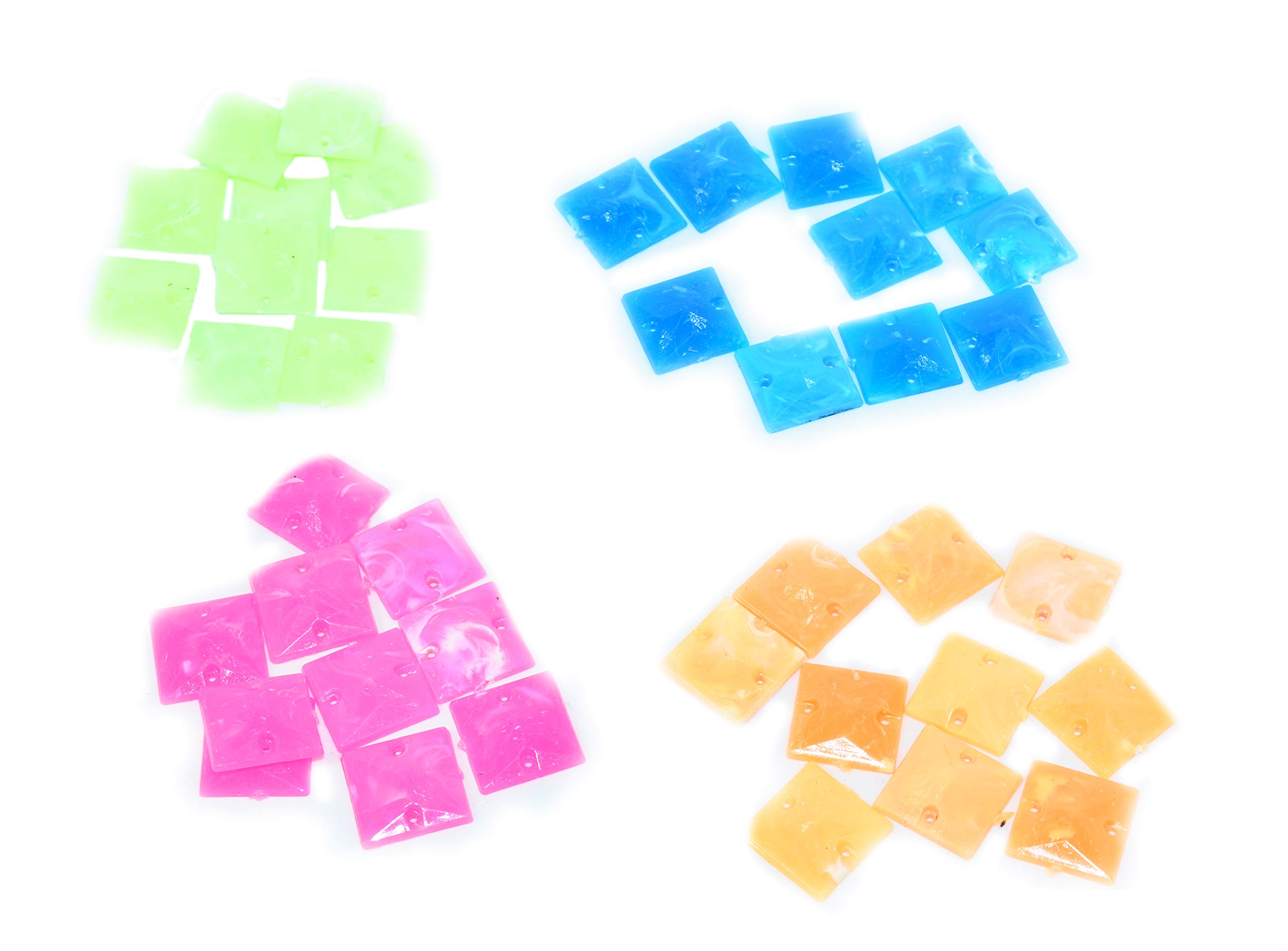 Goelx Plastic Square Multicolor Flat Beads for Sewing & Art Craft Work - Pack of 40 Beads