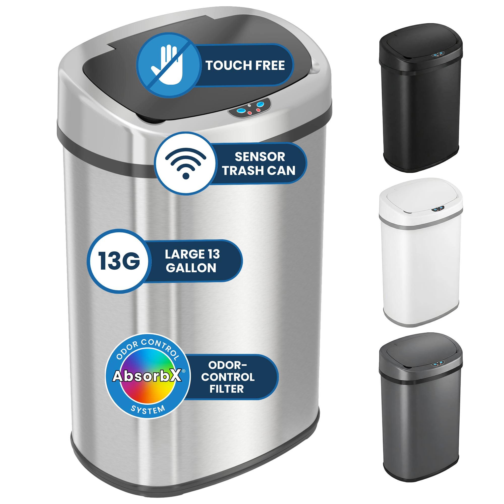 iTouchless 13 Gallon Oval Sensor Trash Can