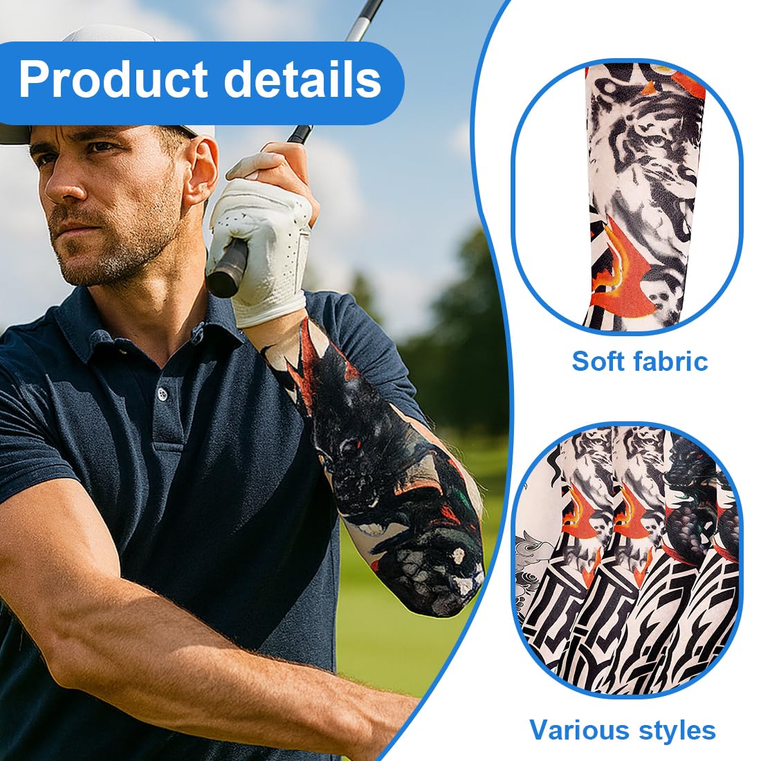 6 Piece Gaming Arm Protectors, Black Myth : Goku, UV Protection, Sun Protection Arm Protectors