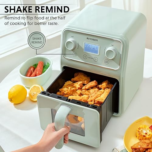 Miniatura 4 de BUYDEEM Freidora de aire F51 8 en 1 de 4.2QT, horno retro para encimera con ventana visible, recordatorio de agitación, control de un solo toque con